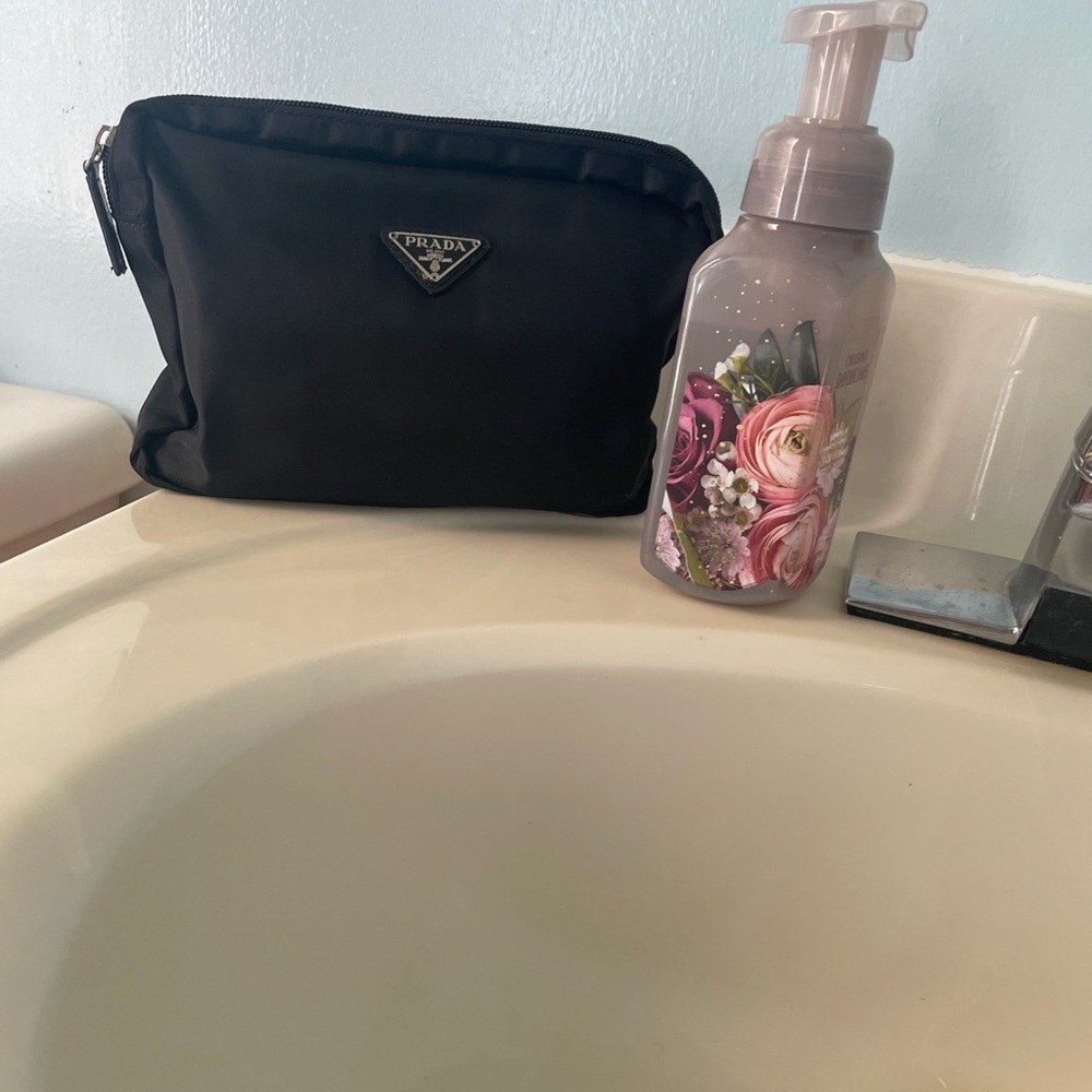 Prada Black Cosmetic Bag Nylon Structured Design